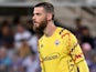 David De Gea in action for Fiorentina in the Conference League Playoff round against Puskas Academy on August 22, 2024