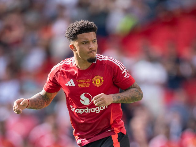 Jadon Sancho in action for Manchester United in August 2024