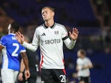 Fulham's Jay Stansfield celebrates scoring on August 27, 2024