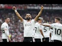 Mohamed Salah of Liverpool celebrates after scoring the third goal during the Premier League match at Old Trafford on August 28, 2024