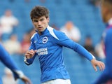 Brighton & Hove Albion's Matt O'Riley during the warm-up before the match on August 27, 2024