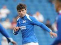 Brighton & Hove Albion's Matt O'Riley during the warm-up before the match on August 27, 2024