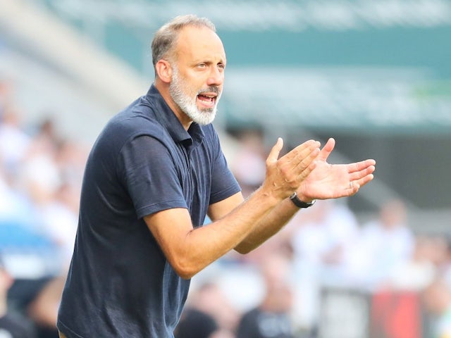 Pellegrino Matarazzo, Hoffenheim manager, gives instructions for his side against Holstein Kiel on August 24, 2024