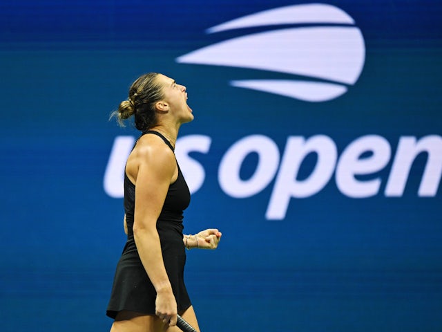 Aryna Sabalenka reacts at the US Open on September 5, 2024