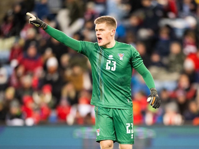 Goalkeeper Bardur a Reynatrod (23) of Faroe Islands seen during the football friendly match between Norway and Faroe Islands at Ullevaal Stadion in Oslo on November 16, 2024