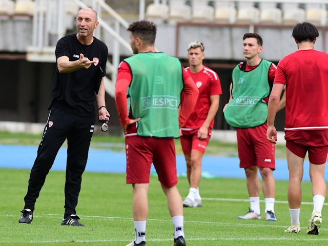 Blagoja Milevski, headcoach of North Macedonia, during a training session on May 30, 2024