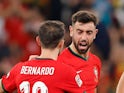 Portugal's Bruno Fernandes celebrates scoring their first goal on September 8, 2024