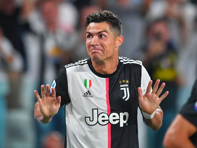 Cristiano Ronaldo celebrates scoring for Juventus on August 31, 2019