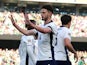 England's Declan Rice celebrates scoring his side's first goal of the game during the UEFA Nations League Group F match on September 7, 2024