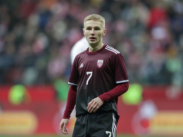 Eduards Daskevics of Latvia seen during the his side's friendly match between Poland on November 21, 2023