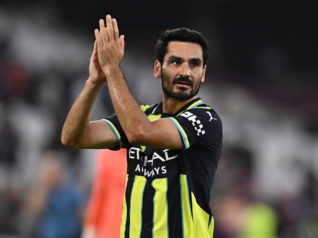 Manchester City's Ilkay Gundogan reacts on August 31, 2024