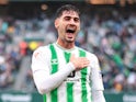 Johnny Cardoso celebrates scoring for Real Betis on February 25, 2024