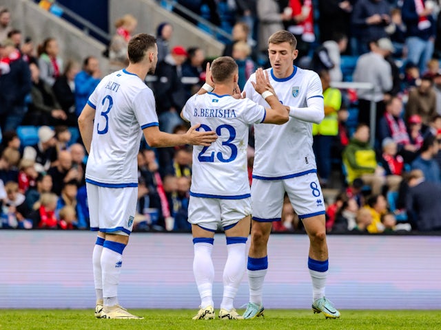 Kosovo's Bernard Berisha, Lindon Emerllahu and Fidan Aliti on June 5, 2024