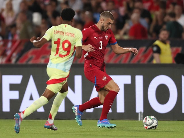 Spain's Lamine Yamal in action against Serbia on September 5, 2024