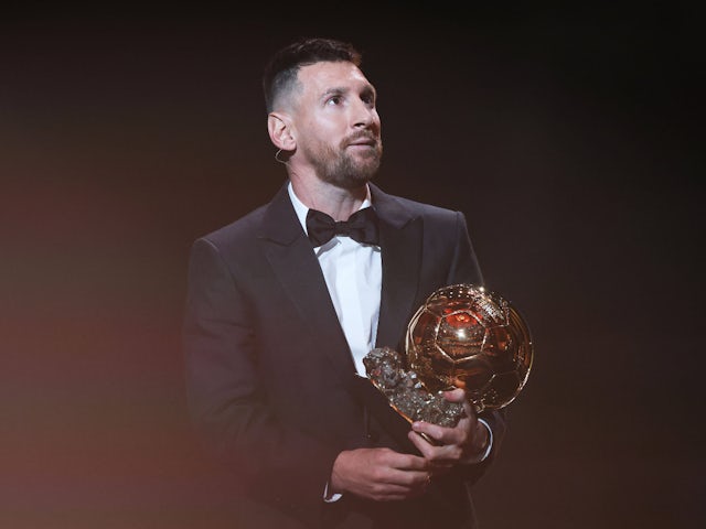 Lionel Messi as he receives his 8th Ballon d Or award during the 2023 Ballon d Or France Football award