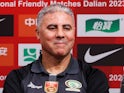 Makram Dabboub, head coach of the Palestine national football team, attends a press conference prior to his side's game against China on June 19, 2023