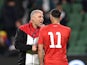 Palestine boss Makram Daboub talks with Oday Dabbagh after their side's match against Australia on June 11, 2024