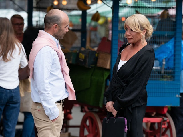 Teddy and Sharon on EastEnders on August 19, 2024