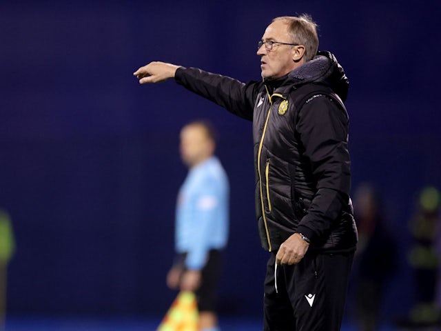 Oleksandr Petrakov, manager of Armenia, reacts during his side's UEFA EURO 2024 European qualifier match against Croatia on November 21, 2023