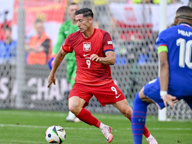 Robert Lewandowski (9) from Poland pictured in action on Tuesday, June 25, 2024