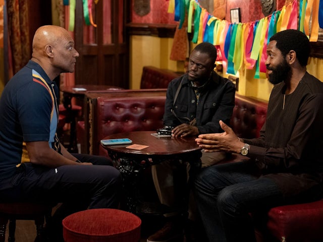 George, Kojo and Kobina on EastEnders on August 27, 2024