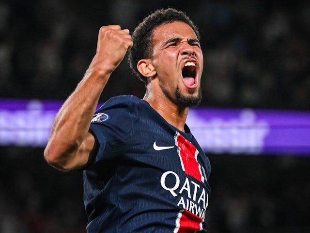 Warren Zaire-Emery of Paris Saint-Germain (PSG) celebrates during a Ligue 1 match on August 23, 2024