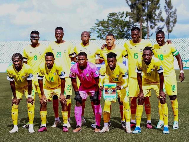 Zimbabwe players pose for a photo before a World Cup qualifier on September 4, 2024