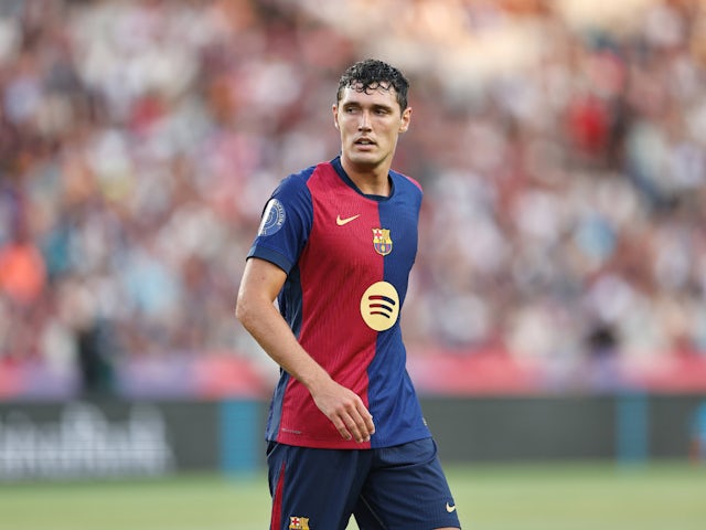 Barcelona's Andreas Christensen in action on August 12, 2024