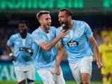 Celta Vigo's Borja Iglesias celebrates with Oscar Mingueza after scoring on August 26, 2024