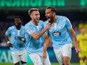 Celta Vigo's Borja Iglesias celebrates with Oscar Mingueza after scoring on August 26, 2024