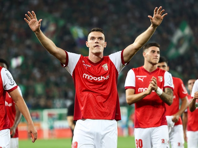 Adrian Marin of Braga celebrates on August 29, 2024