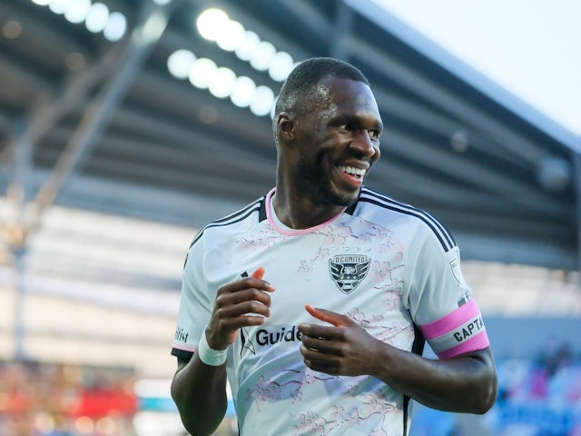 Christian Benteke celebrates a goal for DC United on July 7, 2024