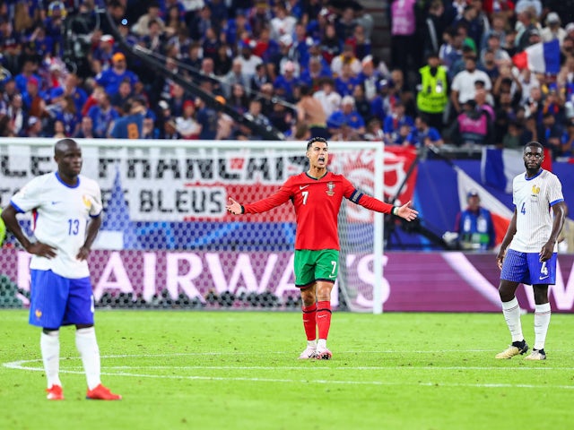 Cristiano Ronaldo encourages the Portugal team at Euro 2024, on July 5th 2024