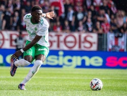 Dylan Batubinsika of Saint-Etienne in action on August 31, 2024