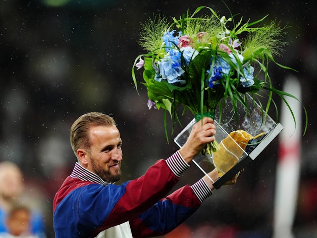 Harry Kane receives a golden cap to mark 100 caps for England on September 10, 2024