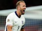 England's Harry Kane celebrates scoring their first goal on September 10, 2024