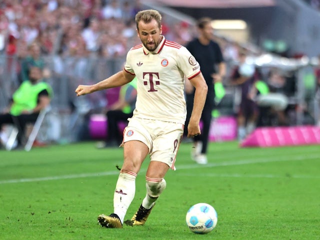 Harry Kane in action against Freiburg in the Bundesliga for Bayern Munich on September 1, 2024