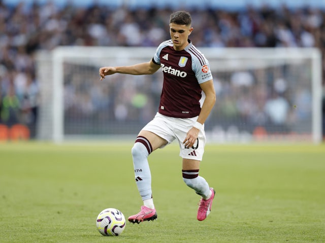 Aston Villa defender Kosta Nedeljkovic in action in August 2024.