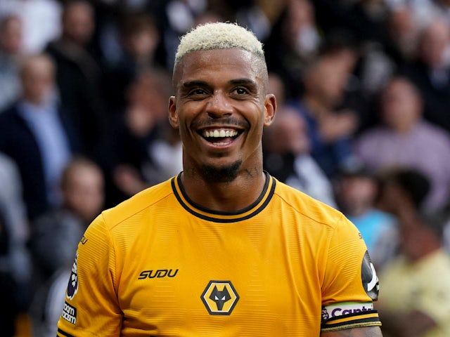 Mario Lemina celebrates scoring for Wolverhampton Wanderers on September 15, 2024