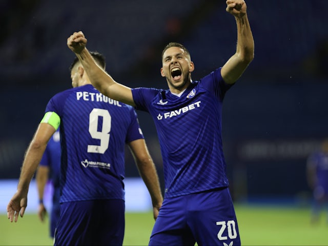 Marko Pjaca and Bruno Petkovic of Dinamo Zagreb in August 2024