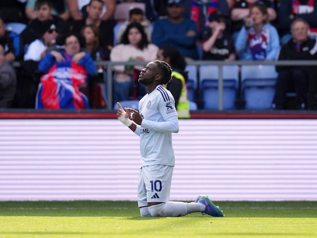 Leicester City's Stephy Mavididi celebrates scoring their second goal on September 14, 2024