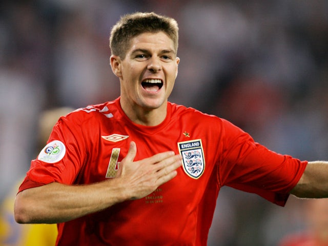 Steven Gerrard celebrates scoring for England on June 6, 2006