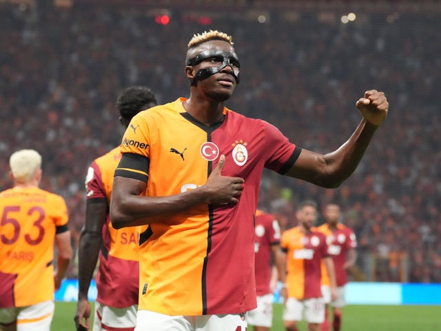 Victor Osimhen celebrates after Galatasaray's second goal on September 14, 2024