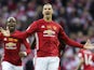 Manchester United's Zlatan Ibrahimovic celebrates after scoring on February 26, 2017