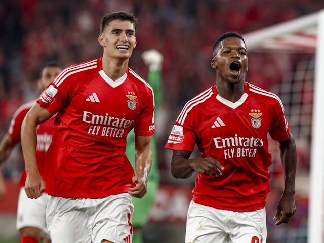 Benfica's Antonio Silva and Florentino Luis celebrate on 14 September 2024