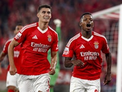 Benfica's Antonio Silva and Florentino Luis celebrate on September 14, 2024