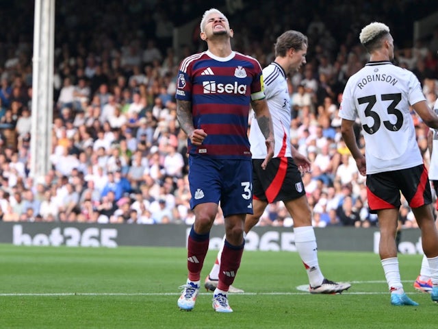 Newcastle's Bruno Guimaraes during his side's loss against Fulham on September 21, 2024