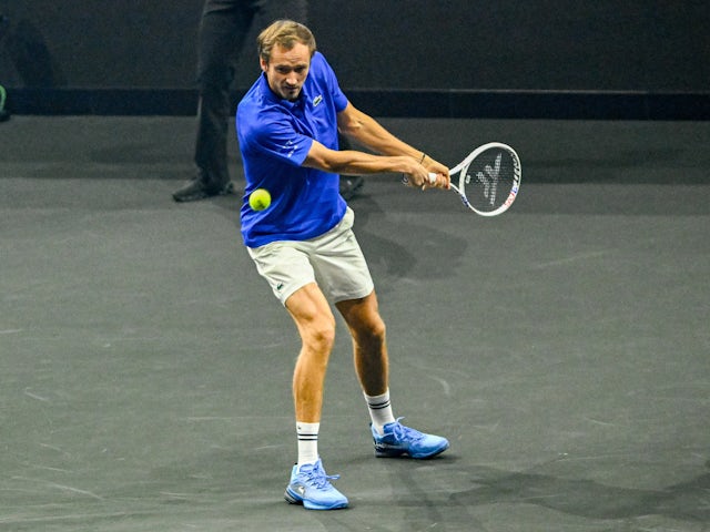 Daniil Medvedev in action at the Laver Cup on September 21, 2024