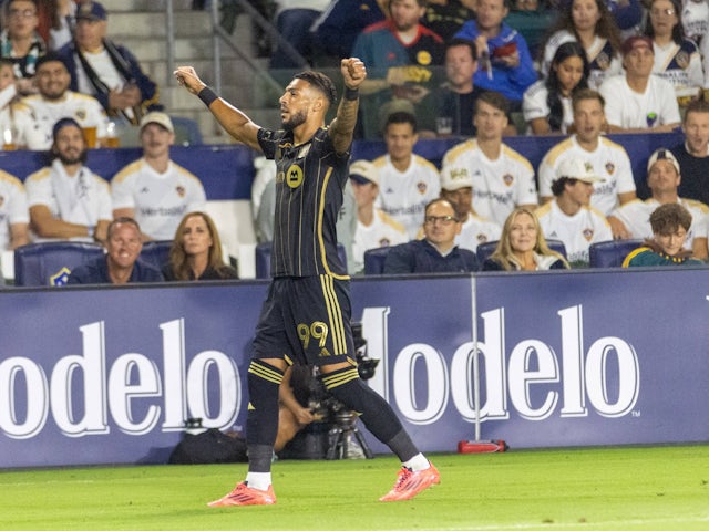 LAFC's Denis Bouanga celebrates against LA Galaxy on September 14, 2024