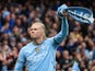 Manchester City's Erling Haaland celebrates scoring on September 22, 2024